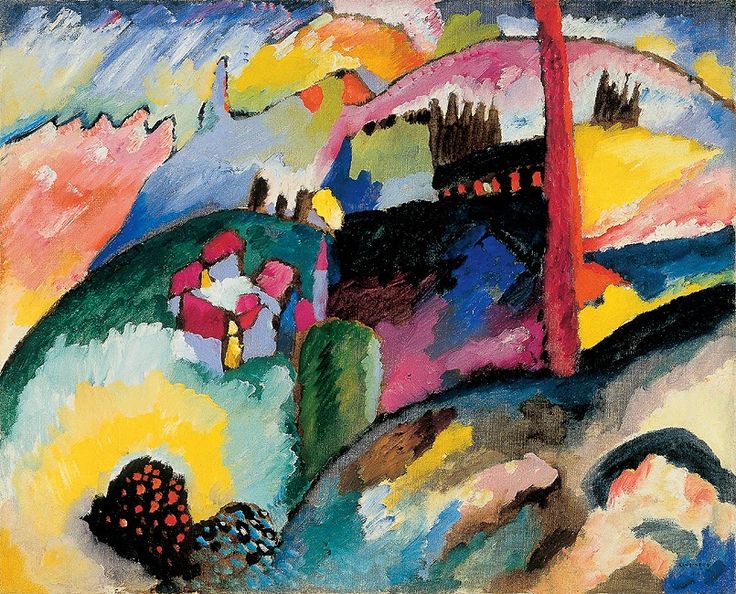 Kandinsky, Paesaggio con ciminiera, olio su tela, 1910