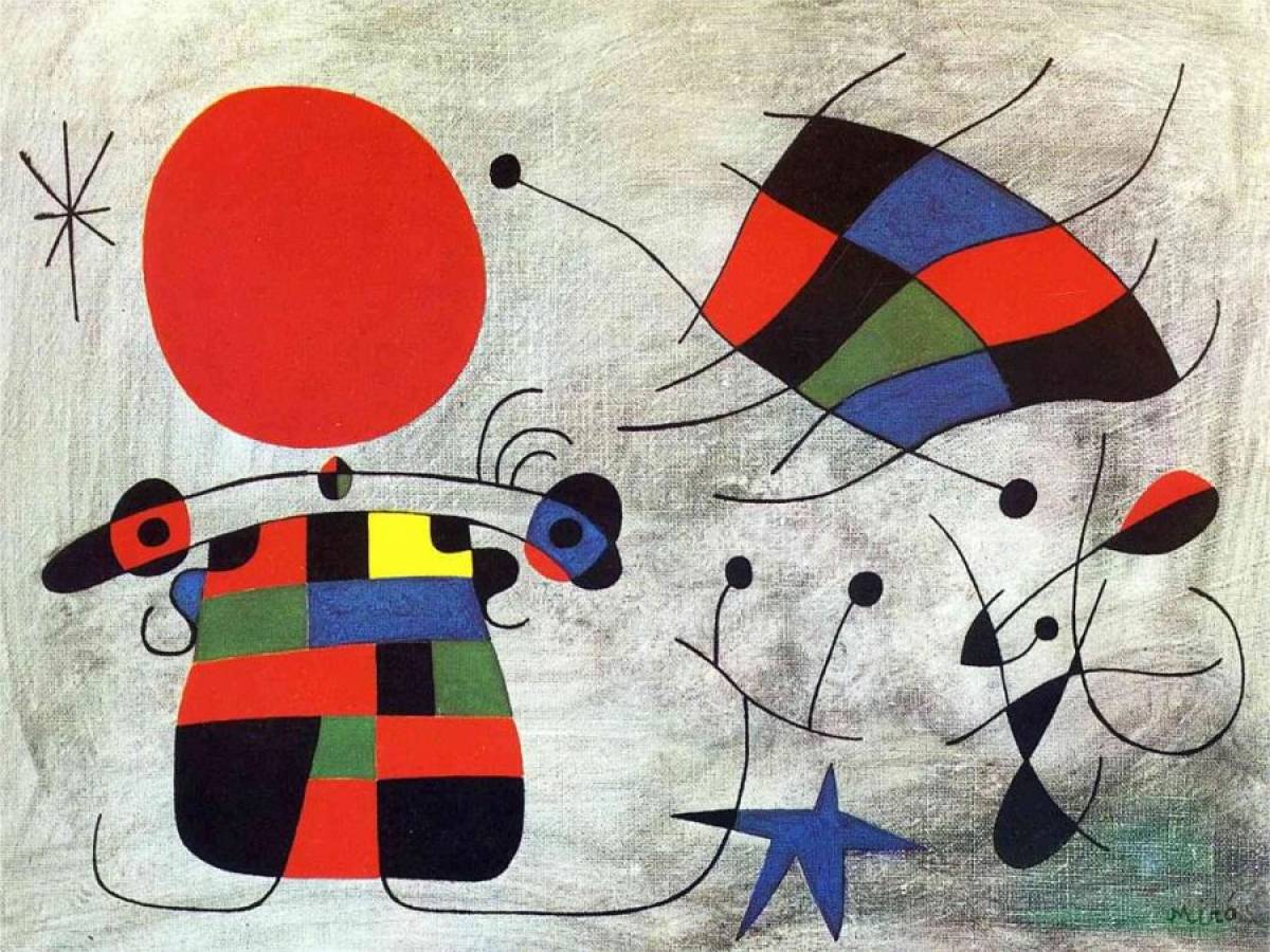 Joan Miró, Sorriso con ali in fiamme, olio su tela, 1953