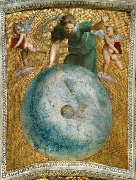 Raffaello, Primo moto (Urania), Stanza della Segnatura affresco,  Musei Vaticani,1508