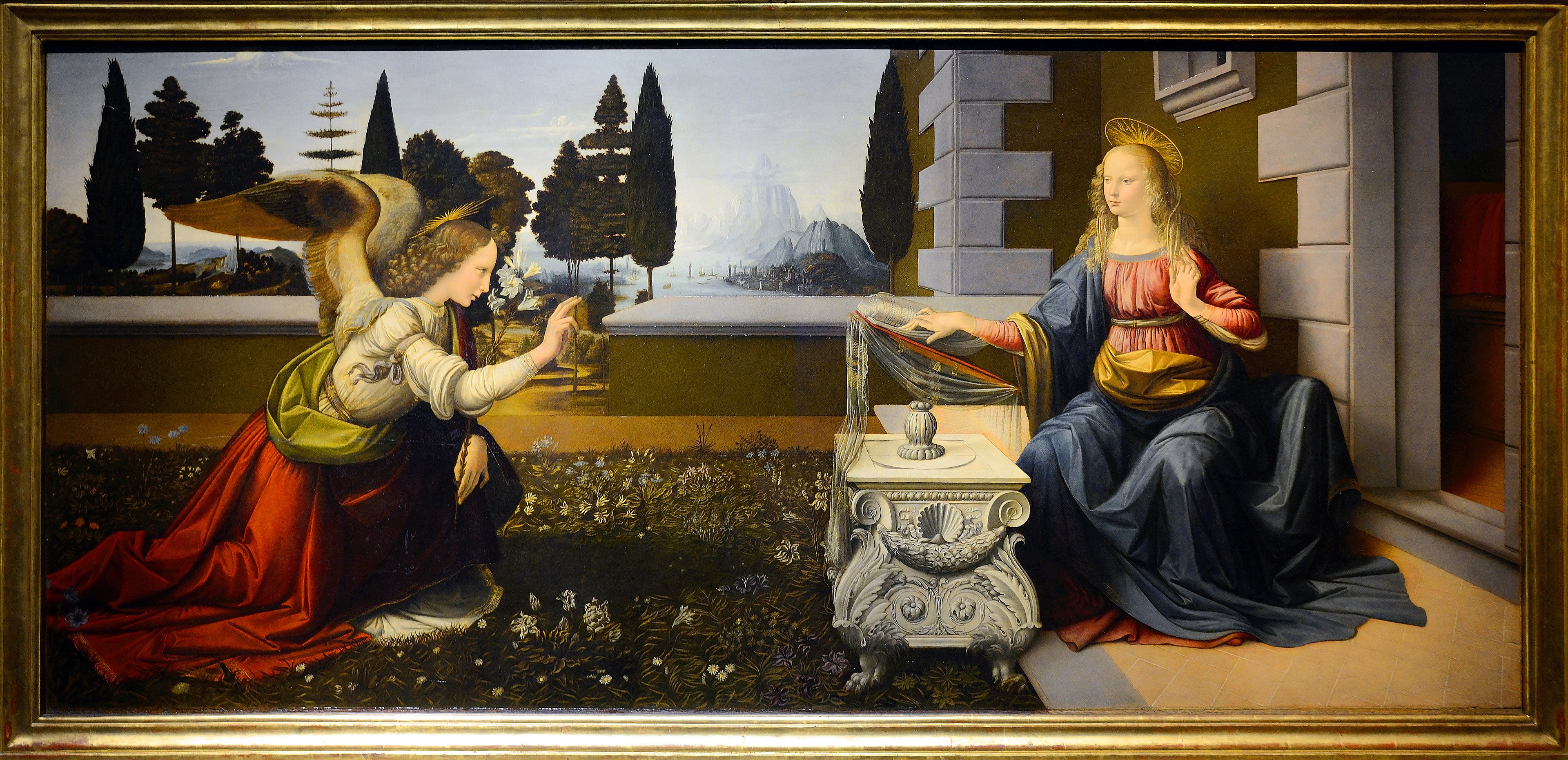 Leonardo, Annunciazione. olio su tela, 1470 circa